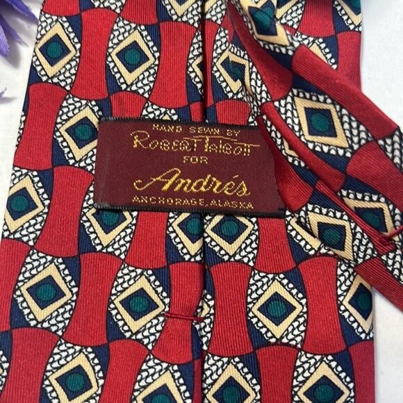 ROBERT TALBOTT RED SILK TIE - Picture 5 of 9